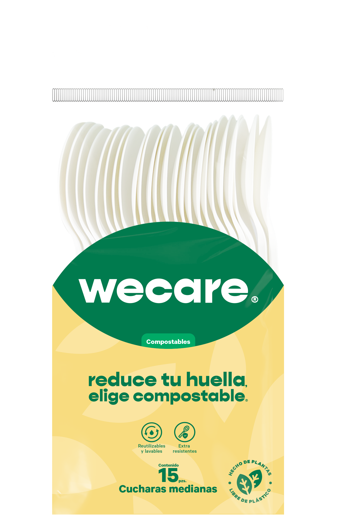Cuchara Mediana 6" Retail | Ácido Poliláctico Cristalizado CPLA | Compostable y biodegradable