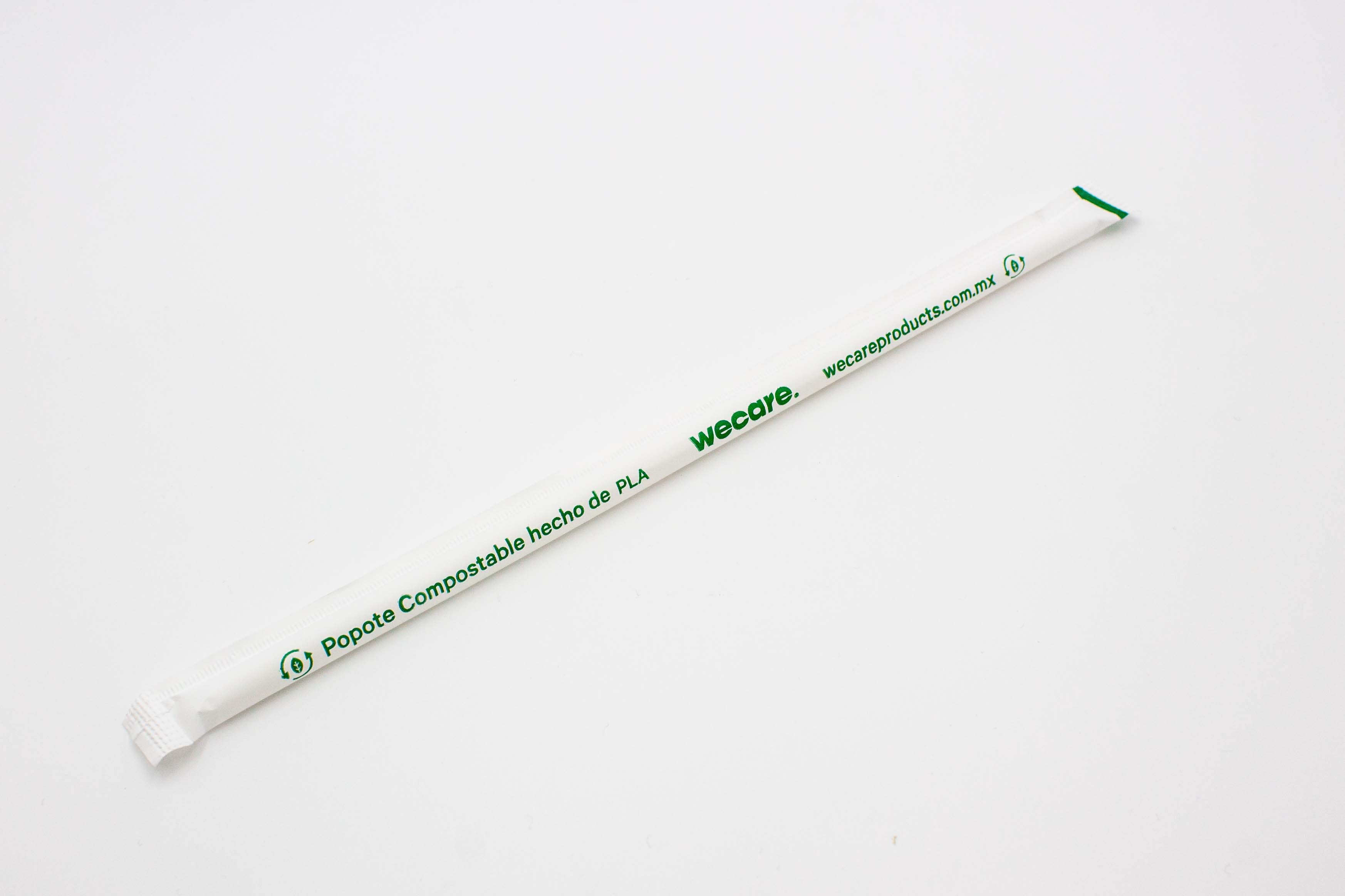 Popote Estuchado Blanco | PLA + PAPEL | 21 cm x 0.6 | Compostable y biodegradable