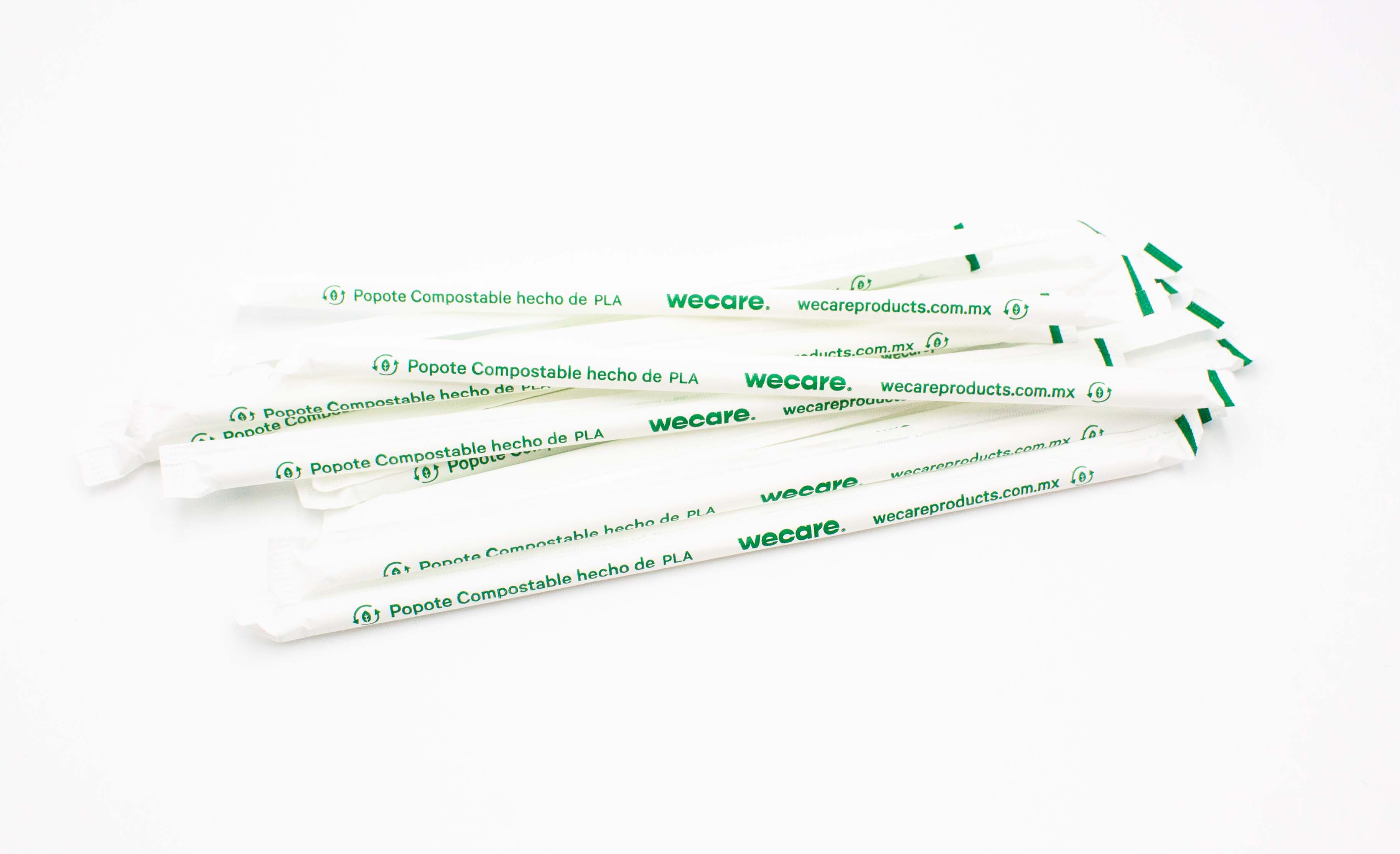 Popote Estuchado Blanco | PLA + PAPEL | 21 cm x 0.6 | Compostable y biodegradable