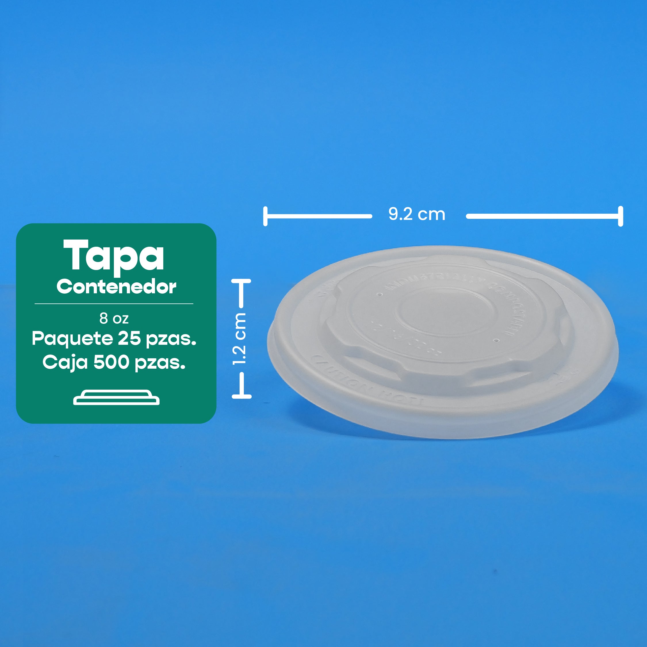 Tapa Contenedor Térmico | Ácido Poliláctico Cristalizado CPLA | 8 oz | Compostable y biodegradable