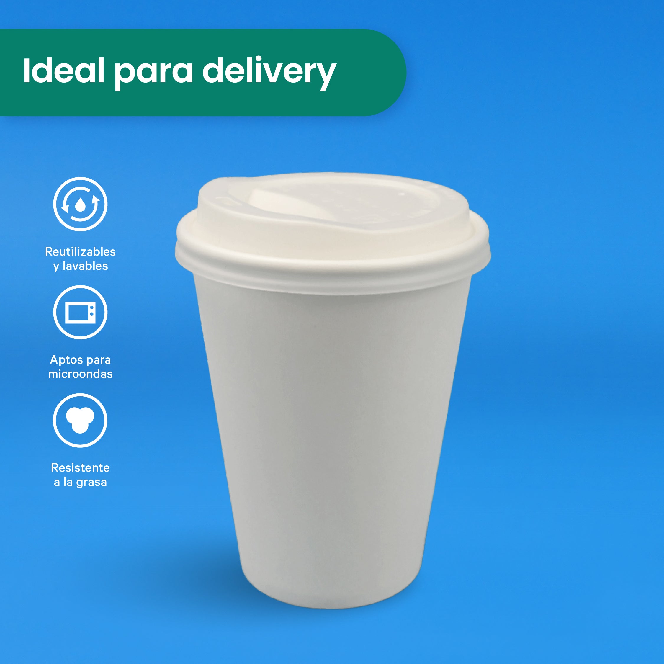Tapa Cafetera Vaso Papel | Ácido Poliláctico Cristalizado CPLA | 8 Oz | Compostable y biodegradable