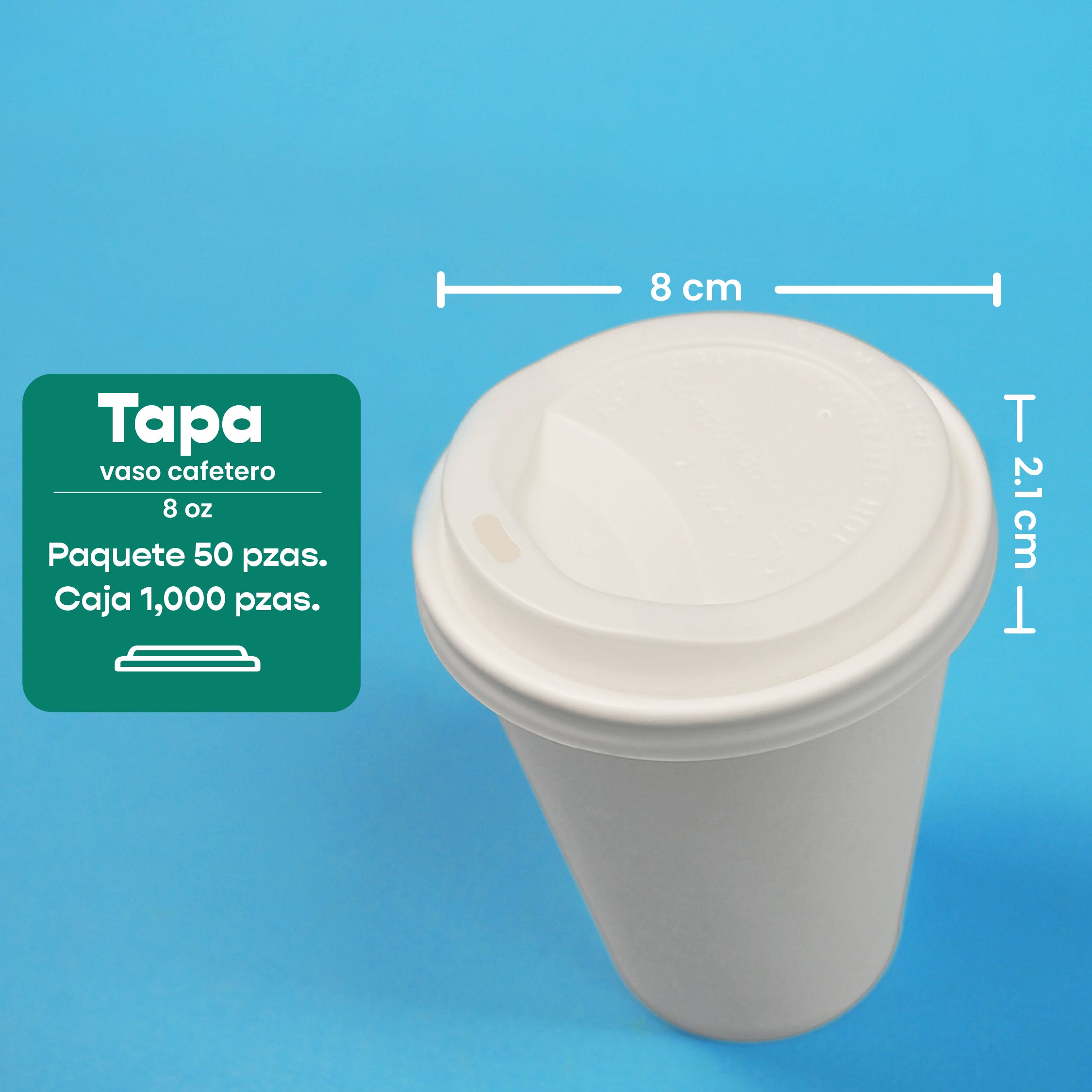 Tapa Cafetera Vaso Papel | Ácido Poliláctico Cristalizado CPLA | 8 Oz | Compostable y biodegradable