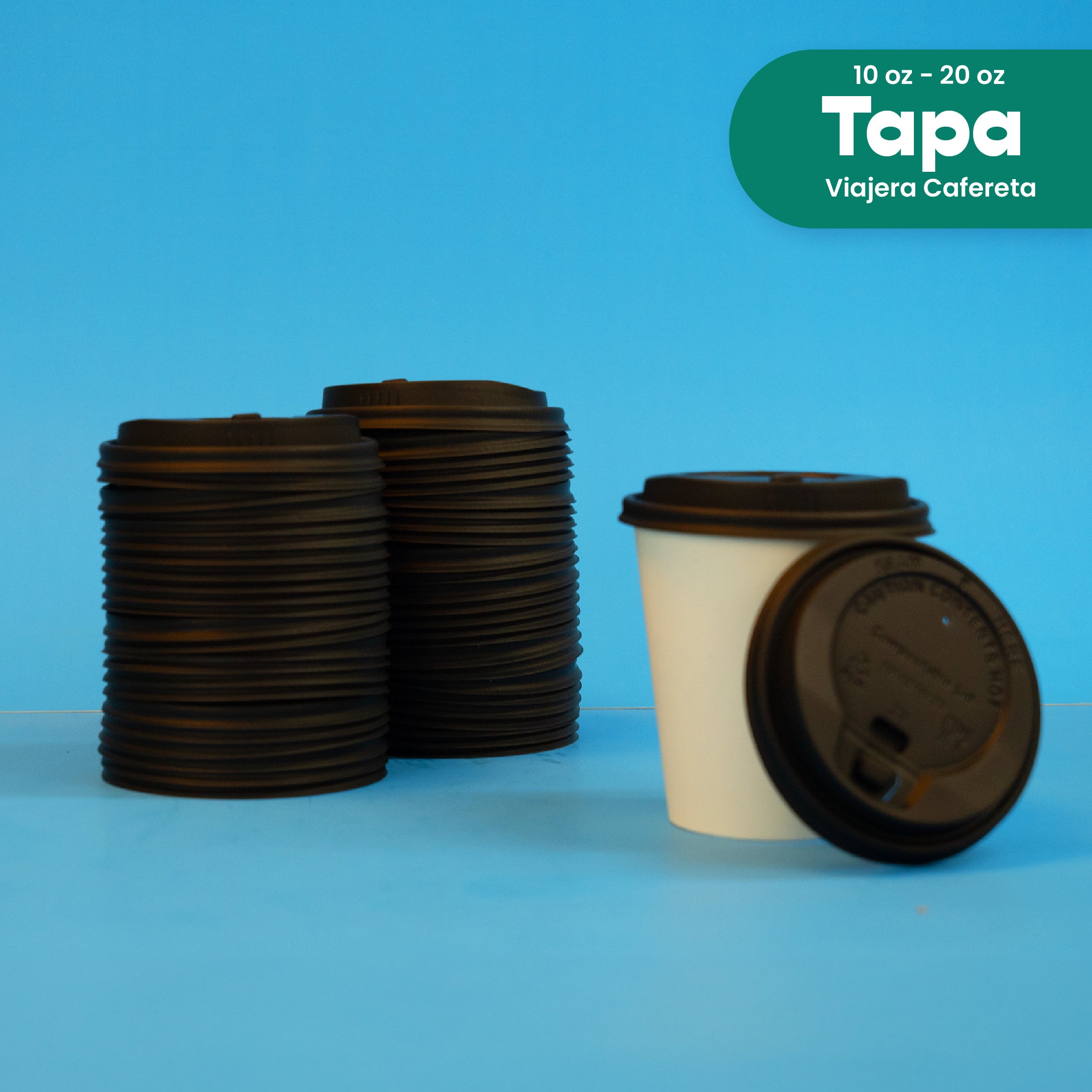 Tapa Negra Cafetera Vaso | Ácido Poliláctico Cristalizado CPLA | 10-20 Oz | Compostable y biodegradable