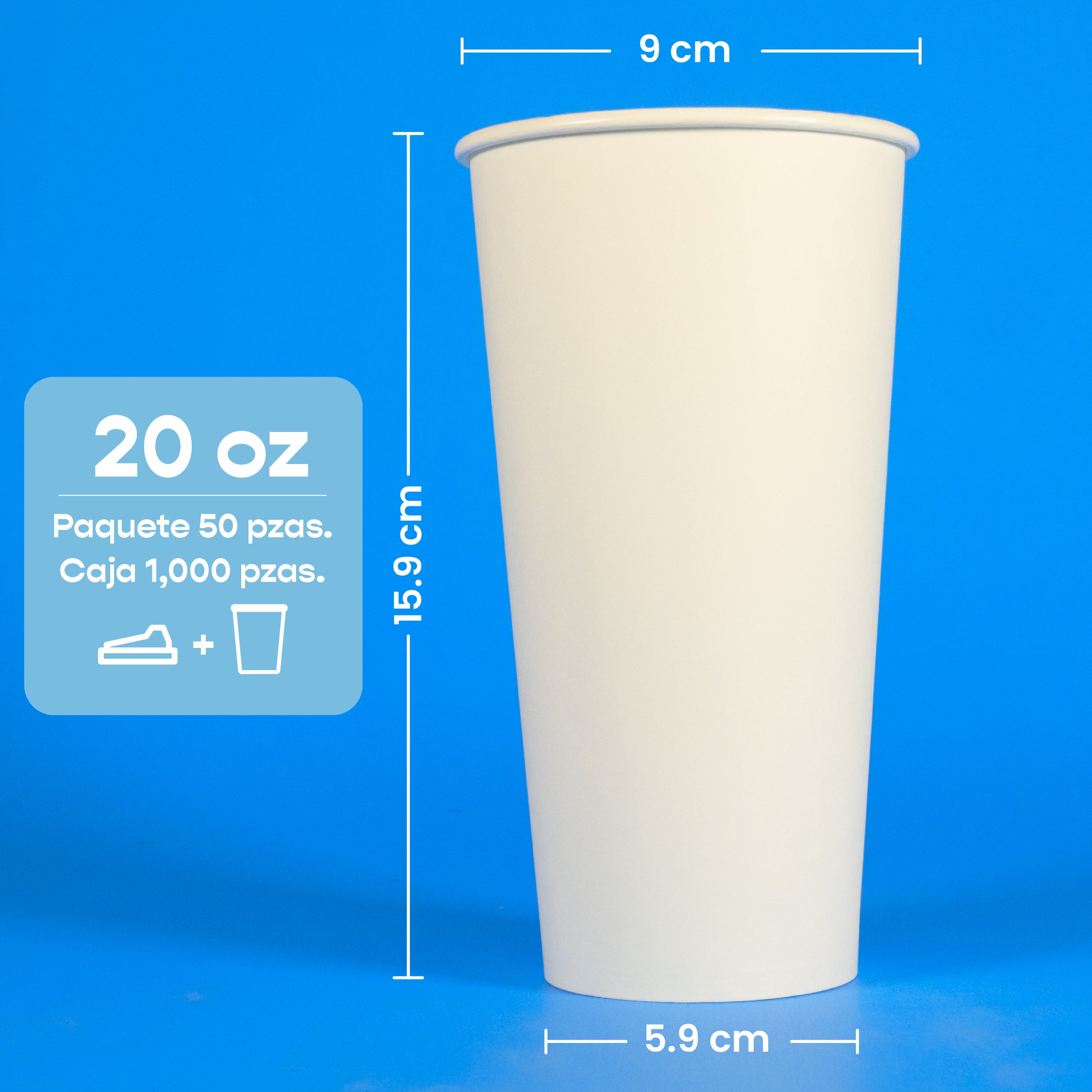 Vaso Térmico | Papel - Ácido Poliláctico PLA | 20 oz -591 ml | Compostable y biodegradable