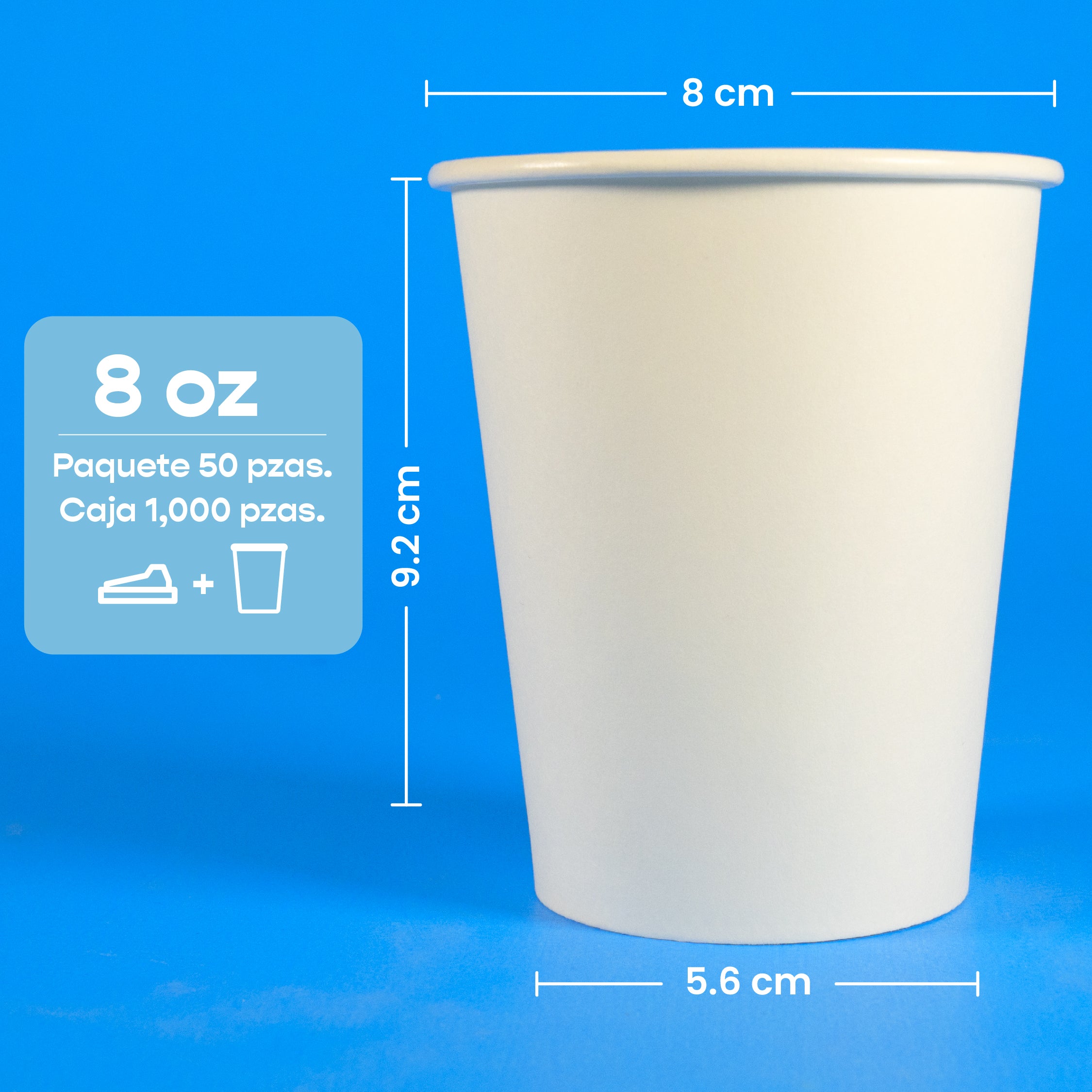 Vaso Térmico | Papel - Ácido Poliláctico PLA | 8 oz / 237 ml | Compostable y biodegradable