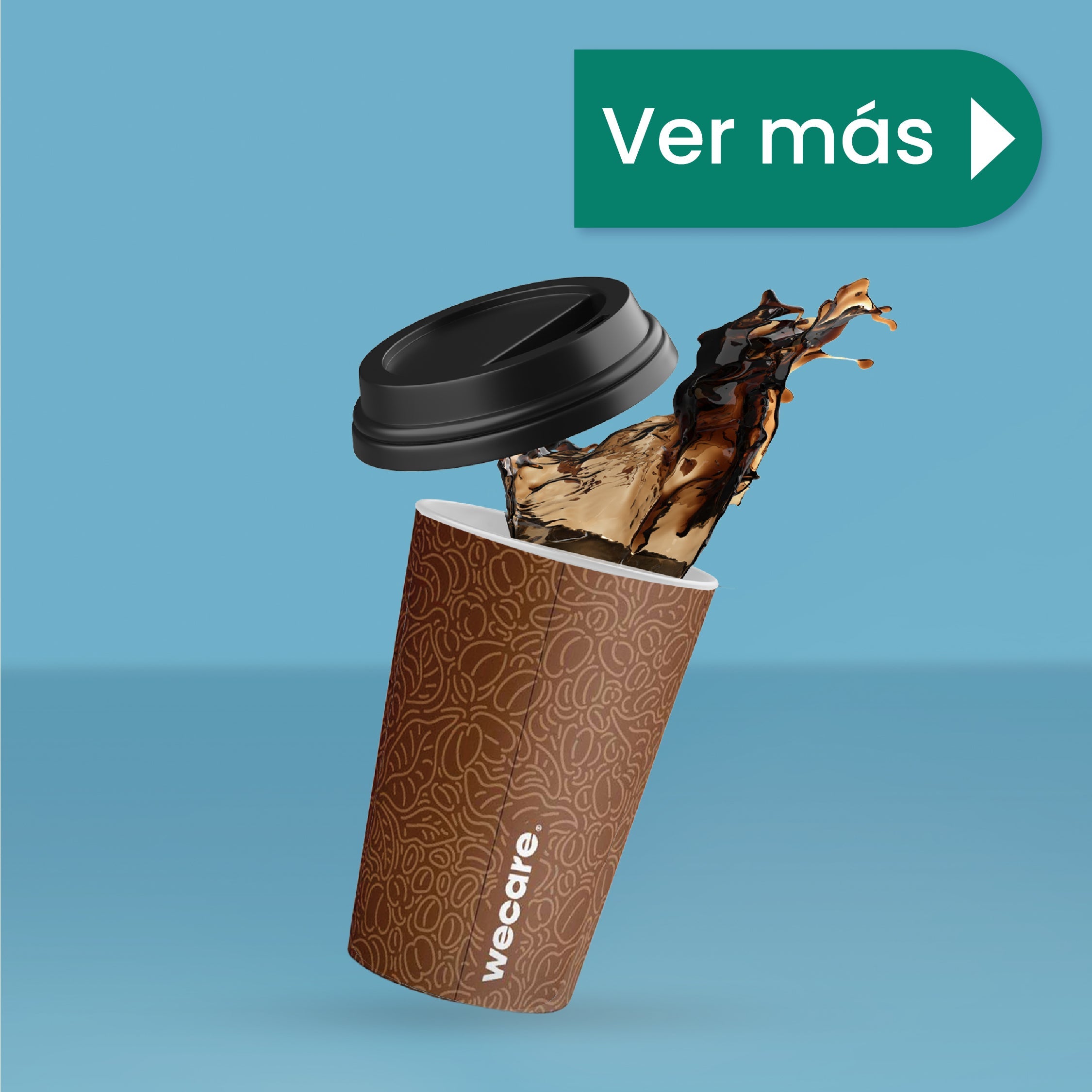 Vaso Térmico Con Diseño Cafetero | Papel - Ácido Poliláctico PLA | 12 oz / 355 ml | Compostable y biodegradable
