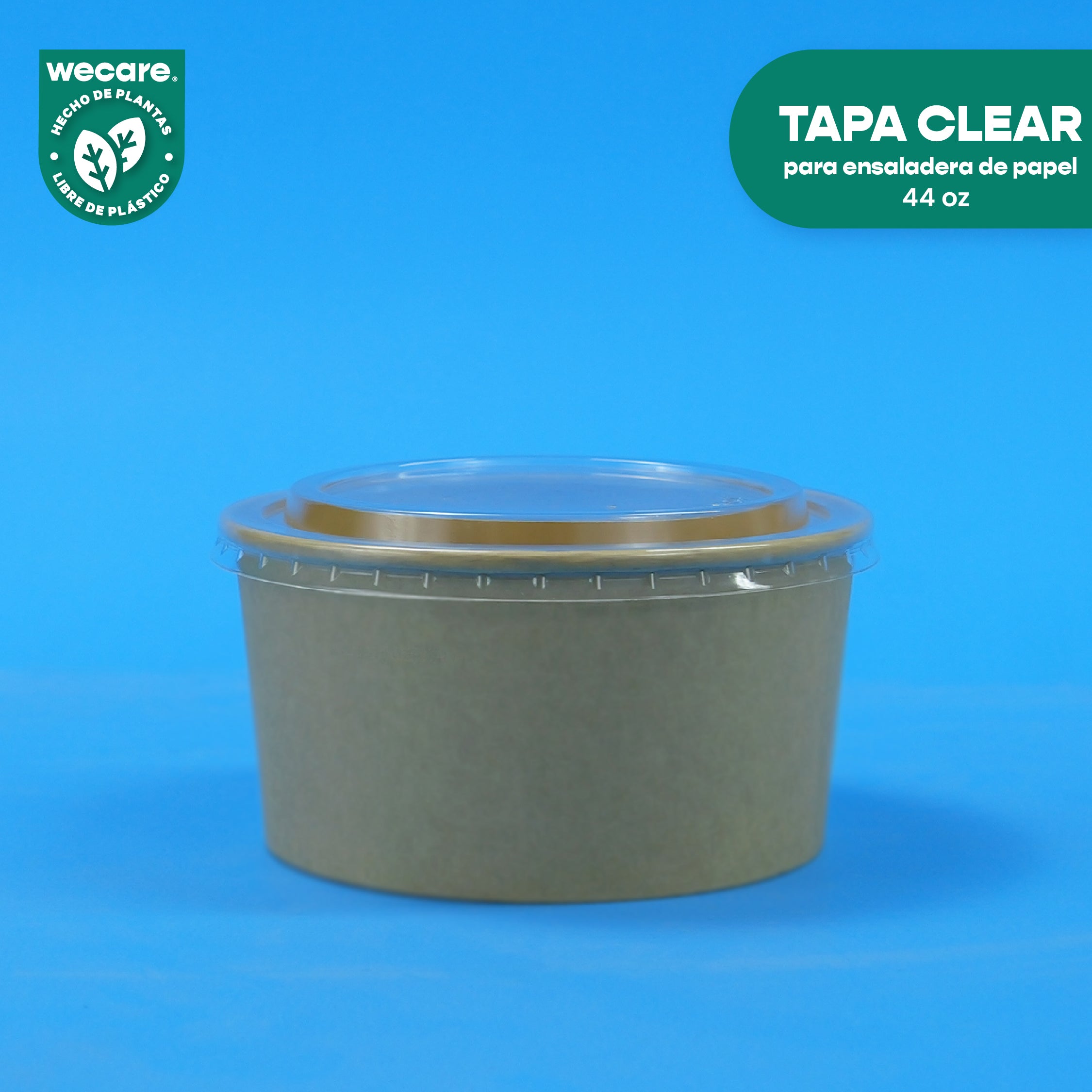 Tapa Clear Ensaladera | Ácido Poliláctico PLA | 44 oz | Compostable y biodegradable