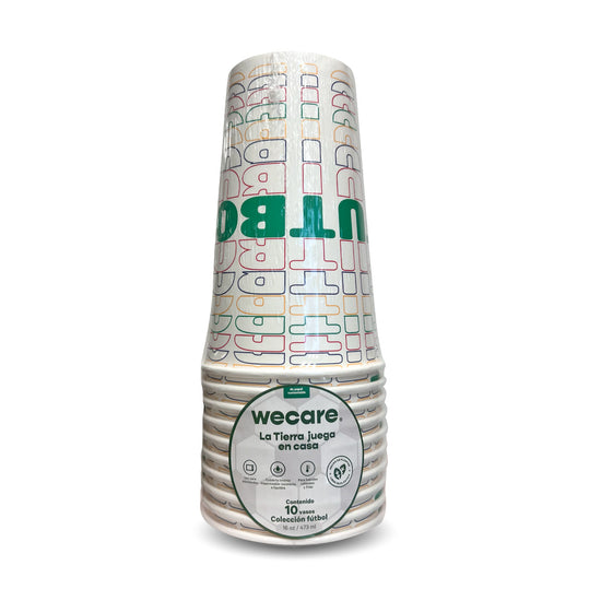 Vaso de Papel 10 piezas | Edición Fútbol | 16 oz / 473 ml | Compostable