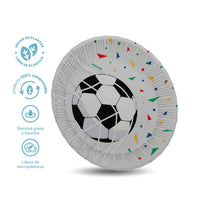 Plato de Papel 15 piezas | Edición Fútbol | 9” | 23 cm | Compostable