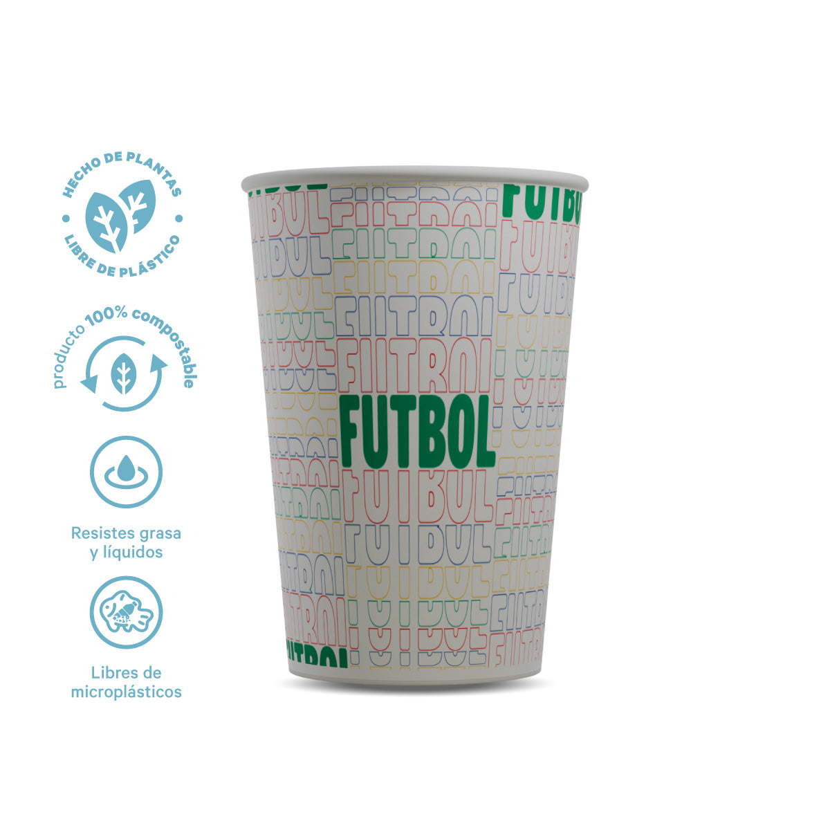 Vaso de Papel 10 piezas | Edición Fútbol | 16 oz / 473 ml | Compostable
