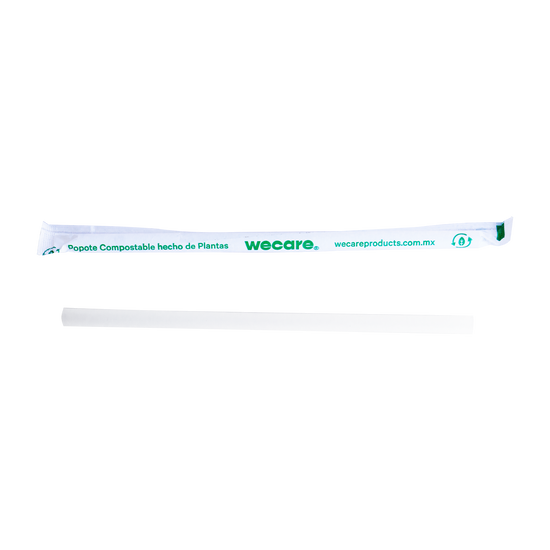 Popotes Para Frappe | PLA + PAPEL | Estuchados | 21 cm x 0.9 cm | Compostable  y biodegradable