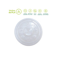 Tapa plana Vaso clear | Ácido  Poliláctico PLA | 9 oz | Compostable y biodegradable