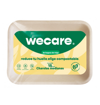 Charola Mediana Retail | Bagazo Trigo | 20x15 cm | Compostable y biodegradable