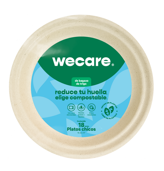 Plato Liso Pastelero Retail  | Bagazo Trigo | 6 " / 15 cm | Compostable y biodegradable