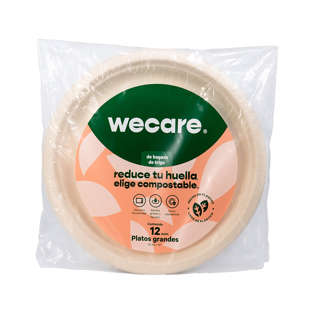 Plato Liso Retail  | Bagazo Trigo | 9 " / 22.8 cm | Compostable y biodegradable