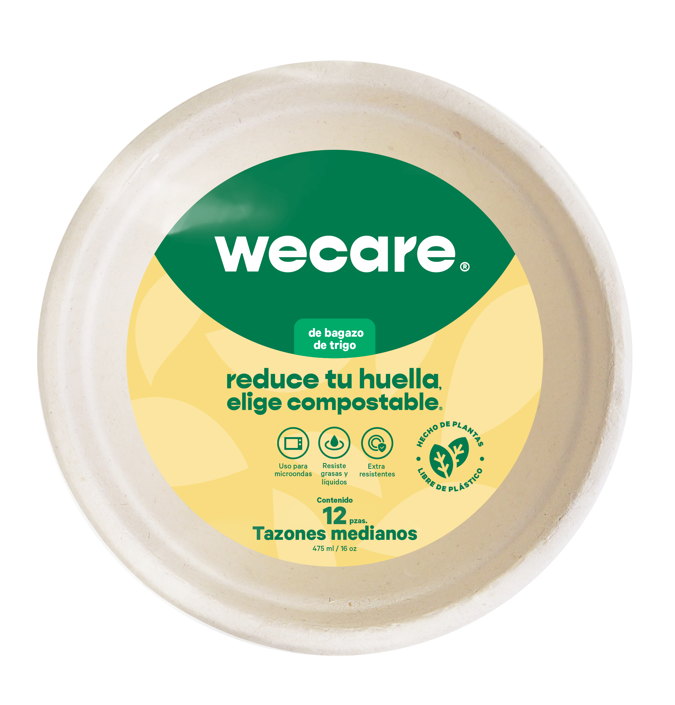 Tazón Retail | Bagazo Trigo | 16 oz | Compostable y biodegradable