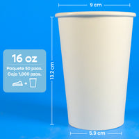 Vaso Térmico Doble Pared | Papel - Ácido  Poliláctico PLA | 16 oz / 473 ml | Compostable y biodegradable