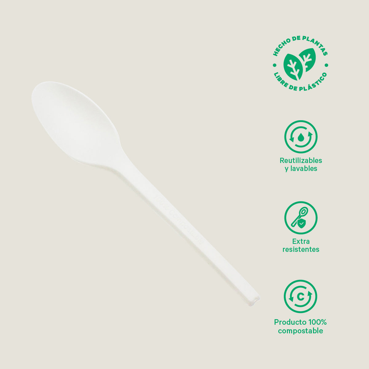 Cucharas medianas 6" CPLA - compostable