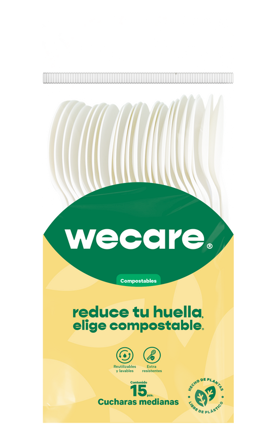 Cuchara Mediana 6" Retail | Ácido Poliláctico Cristalizado CPLA | Compostable y biodegradable
