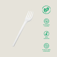 Tenedor mediano 6" CPLA - compostable