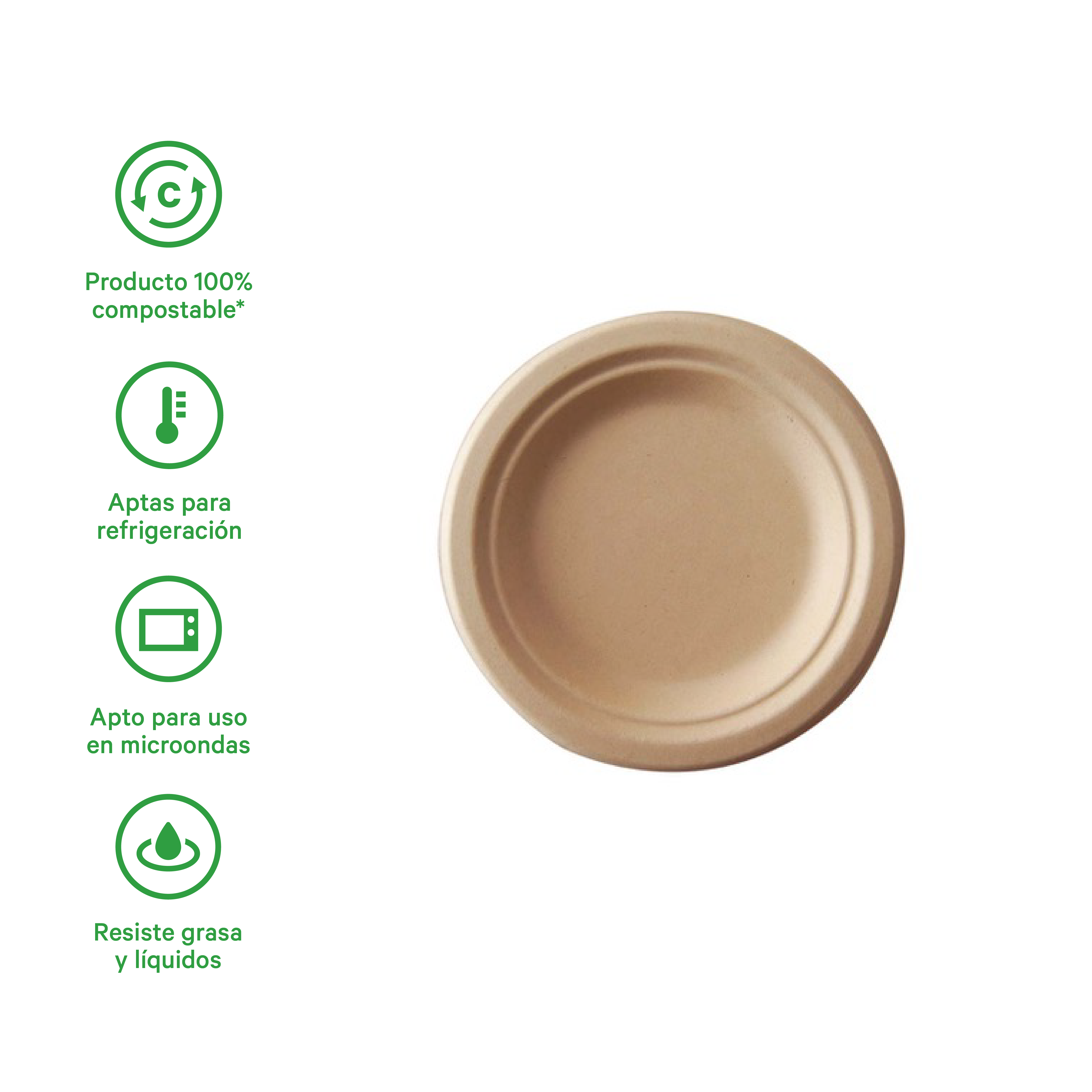 Plato Pastelero Liso | Bagazo de Trigo | 6 Pulgadas | 15 cm | Compostable