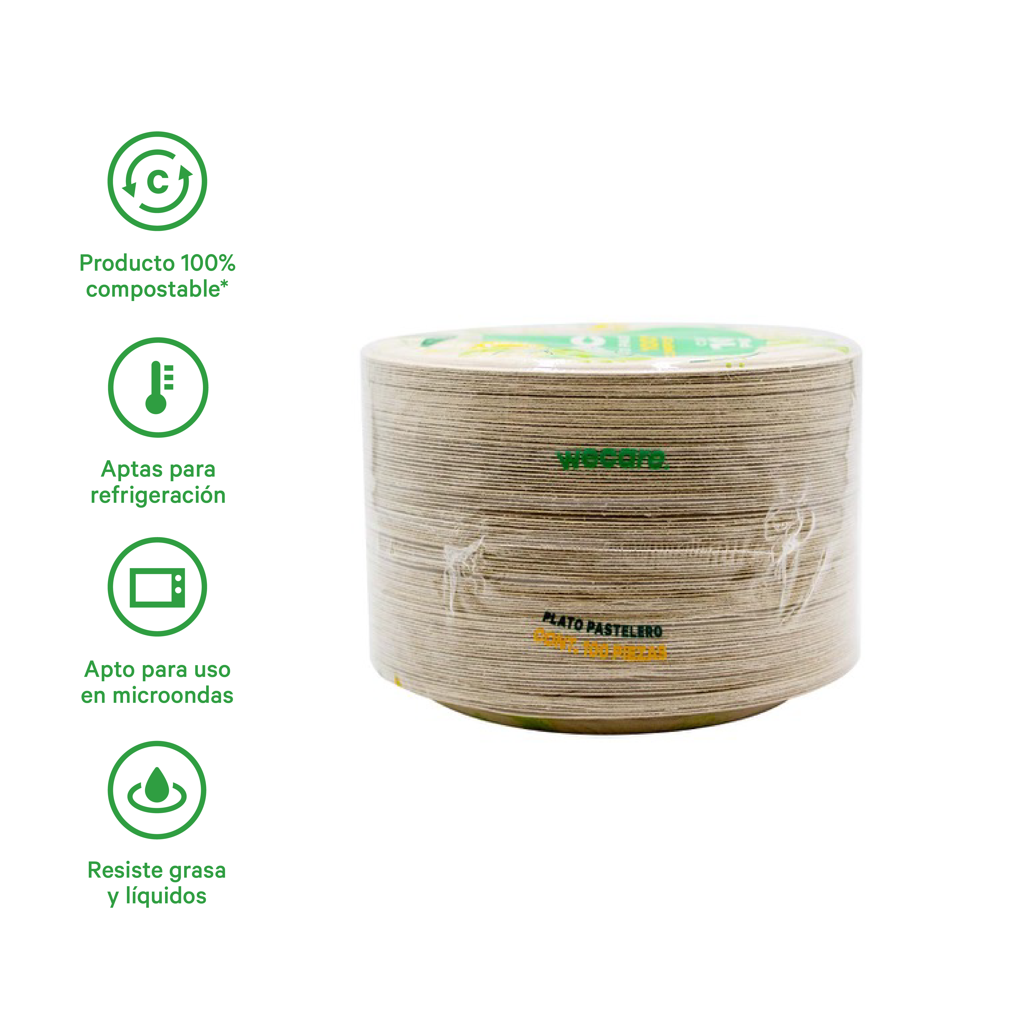 Plato Pastelero Liso | Bagazo de Trigo | 6 Pulgadas | 15 cm | Compostable