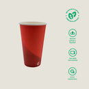 Vaso rojo 16 oz papel + PLA - compostable