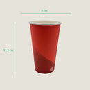 Vaso rojo 16 oz papel + PLA - compostable