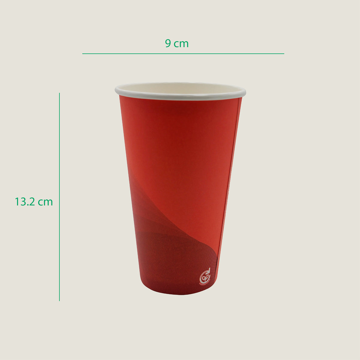 Vaso rojo 16 oz papel + PLA - compostable