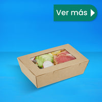 Caja Papel Con Ventana Delivery | Papel PLA | Grande | Compostable y biodegradable