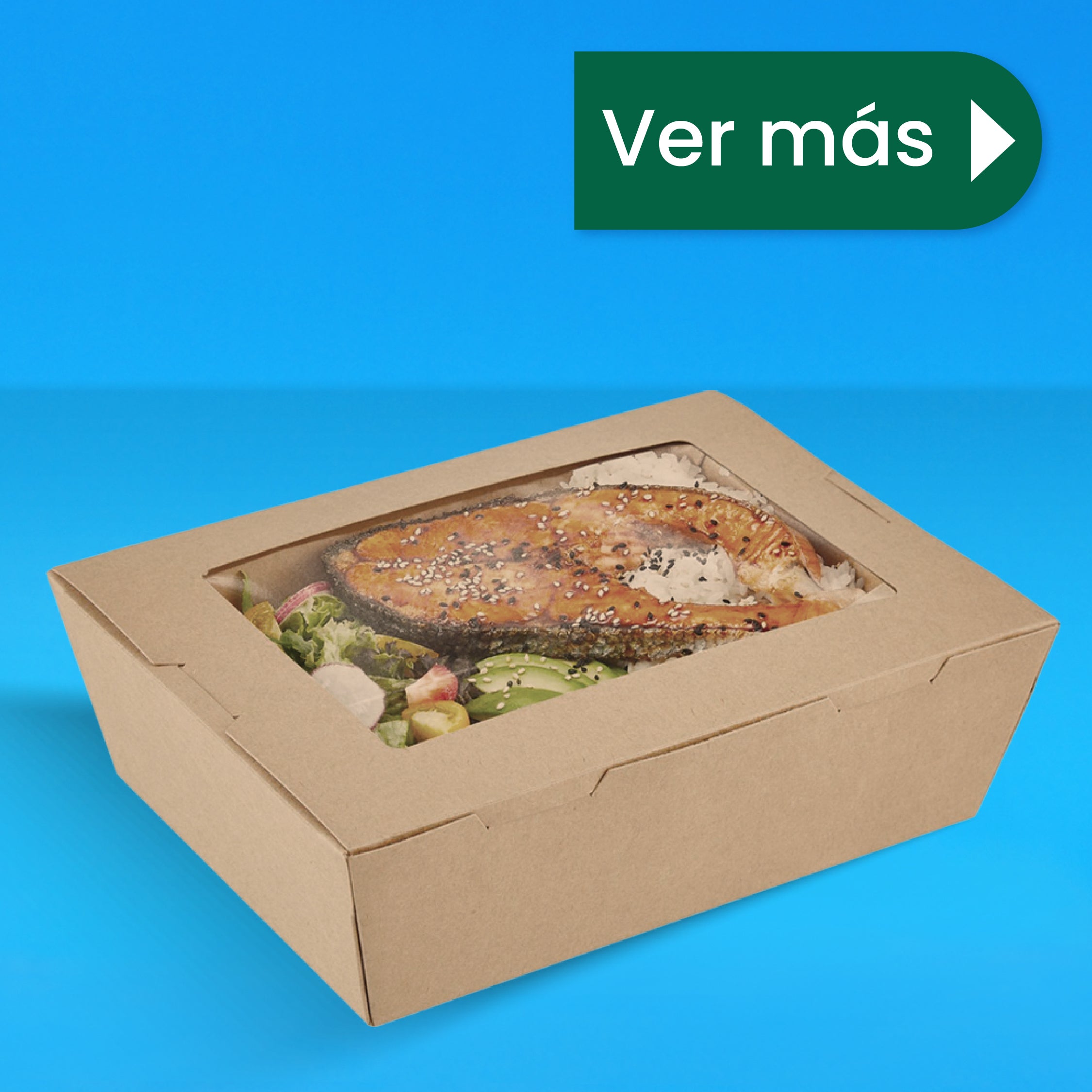 Caja Papel Con Ventana Delivery  | Papel PLA | Chica | Compostable y biodegradable