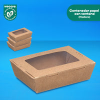 Caja Papel Con Ventana Delivery | Papel PLA | Mediana | Compostable y biodegradable