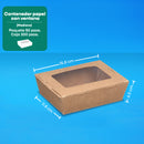 Caja Papel Con Ventana Delivery | Papel PLA | Mediana | Compostable y biodegradable