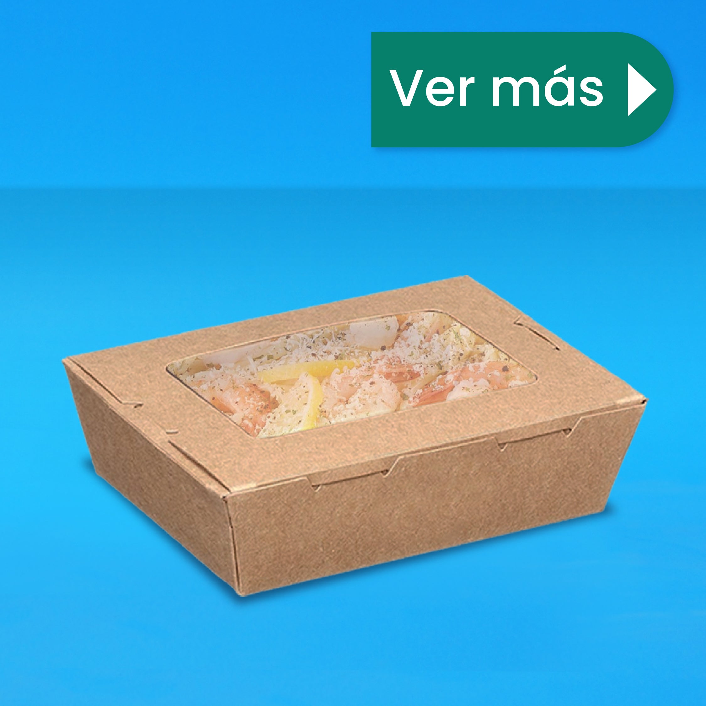 Caja Papel Con Ventana Delivery | Papel PLA | Mediana | Compostable y biodegradable