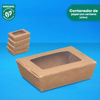 Caja Papel Con Ventana Delivery  | Papel PLA | Chica | Compostable y biodegradable