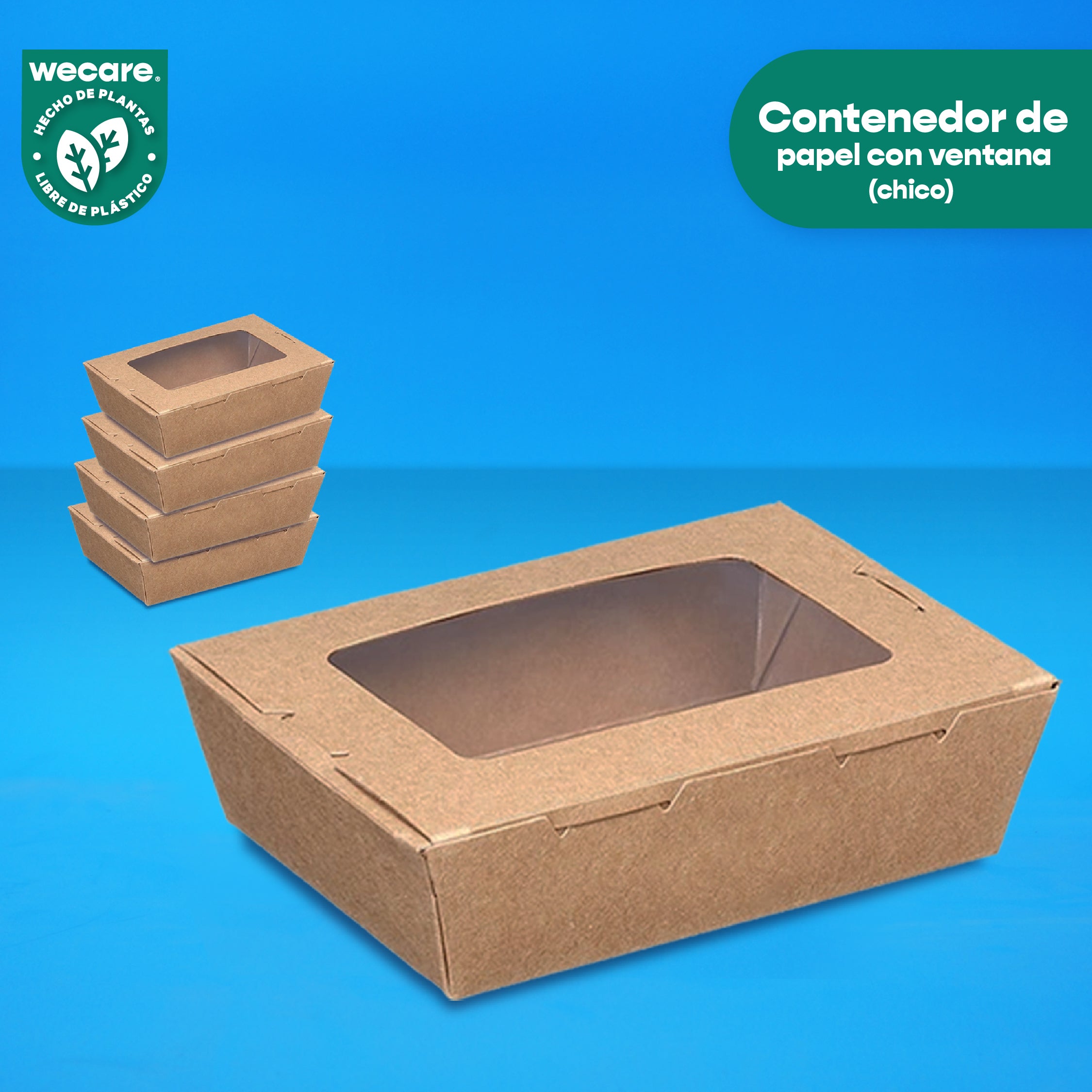 Caja Papel Con Ventana Delivery  | Papel PLA | Chica | Compostable y biodegradable