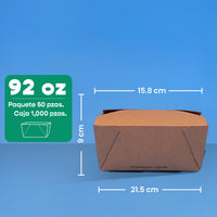 Caja Papel Delivery | Papel PLA | Extra Grande 92 oz | Compostable y biodegradable