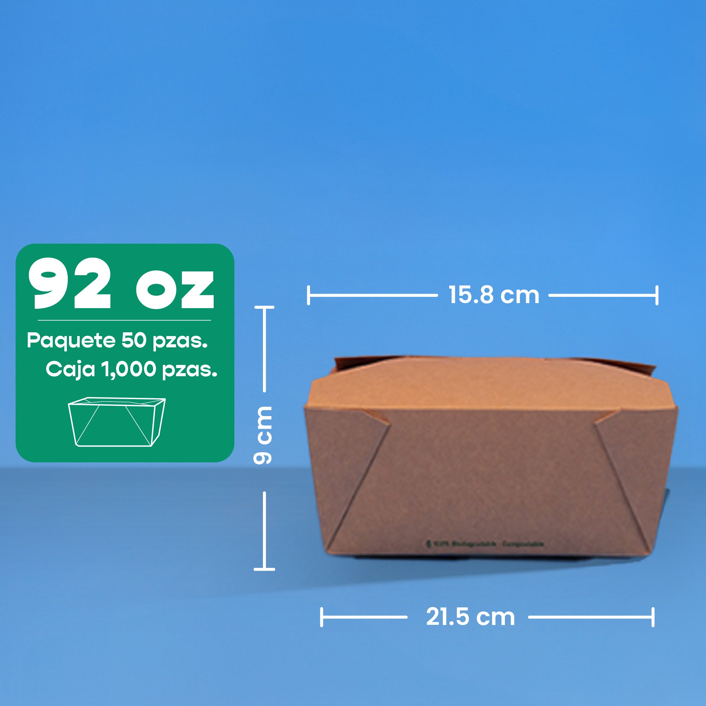 Caja Papel Delivery | Papel PLA | Extra Grande 92 oz | Compostable y biodegradable