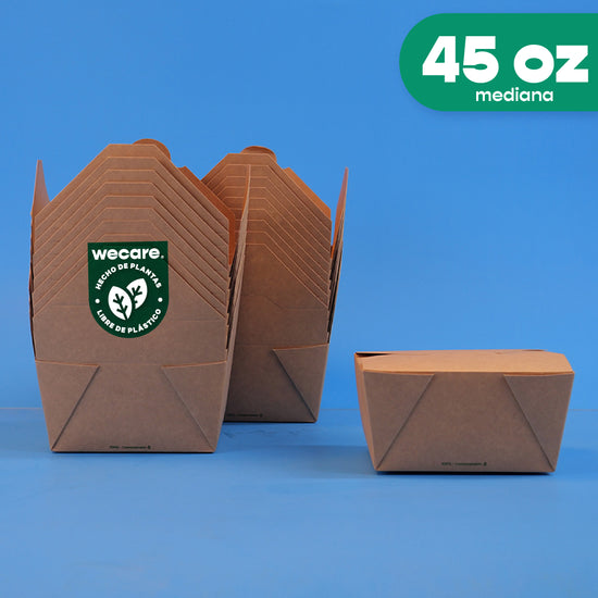 Caja Papel Delivery | Papel PLA | Mediana 45 oz | Compostable y biodegradable