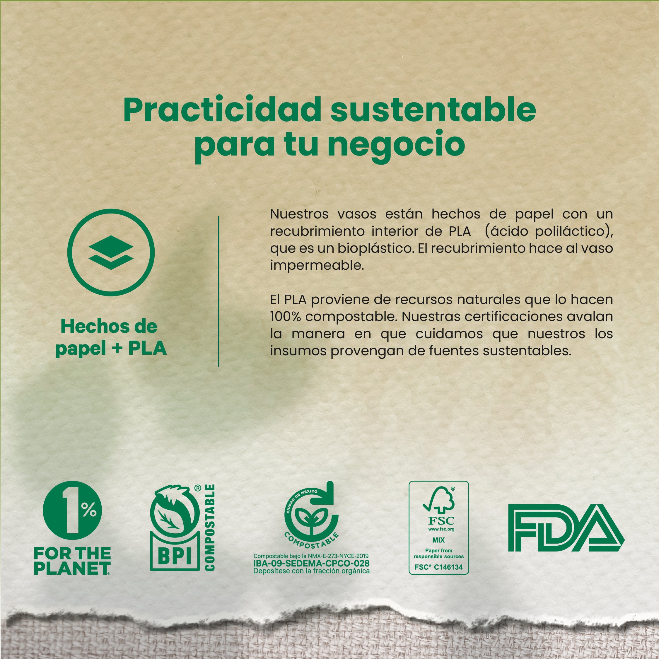 Caja Papel Delivery | Papel PLA | Grande 66 oz | Compostable y biodegradable