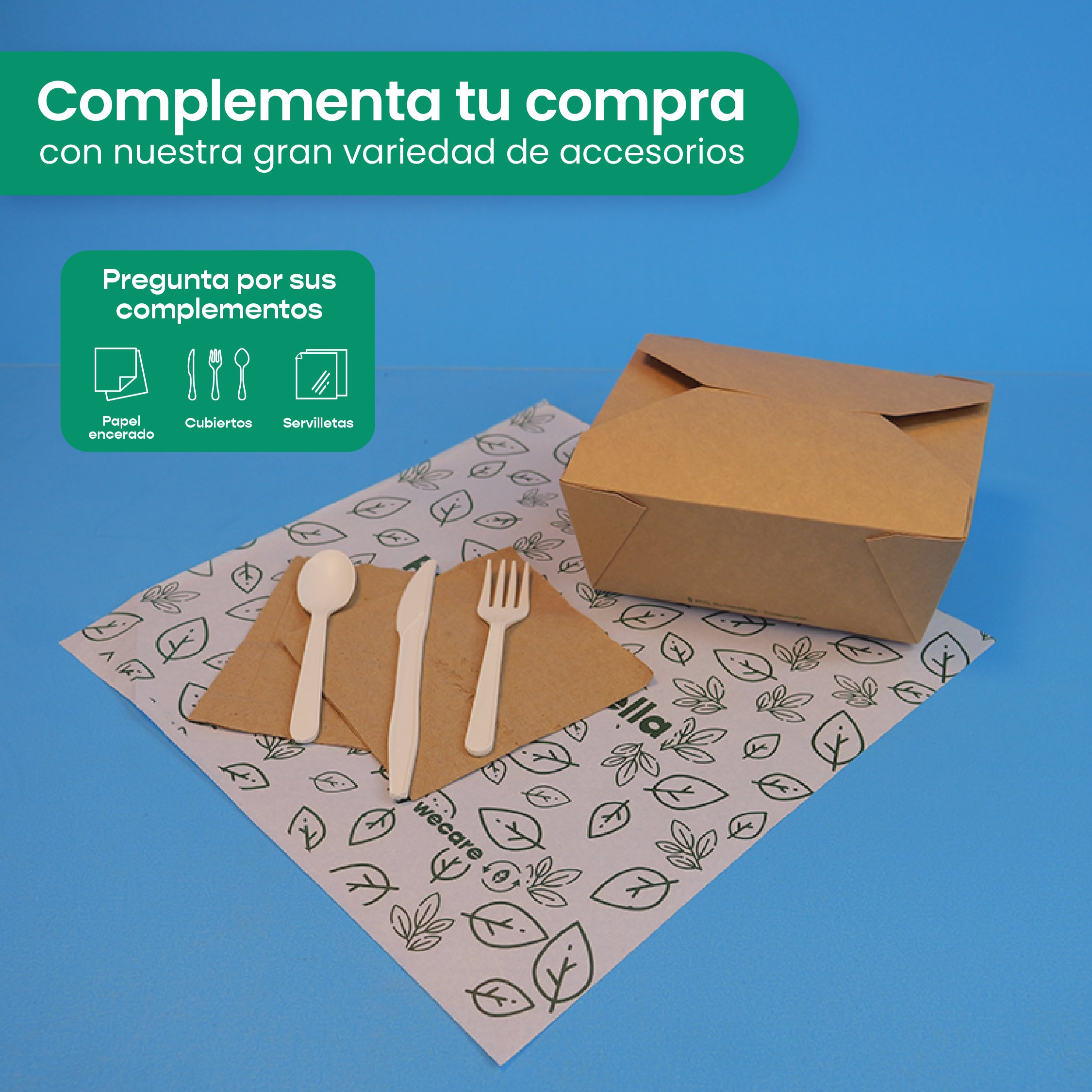 Caja Papel Delivery | Papel PLA | Grande 66 oz | Compostable y biodegradable