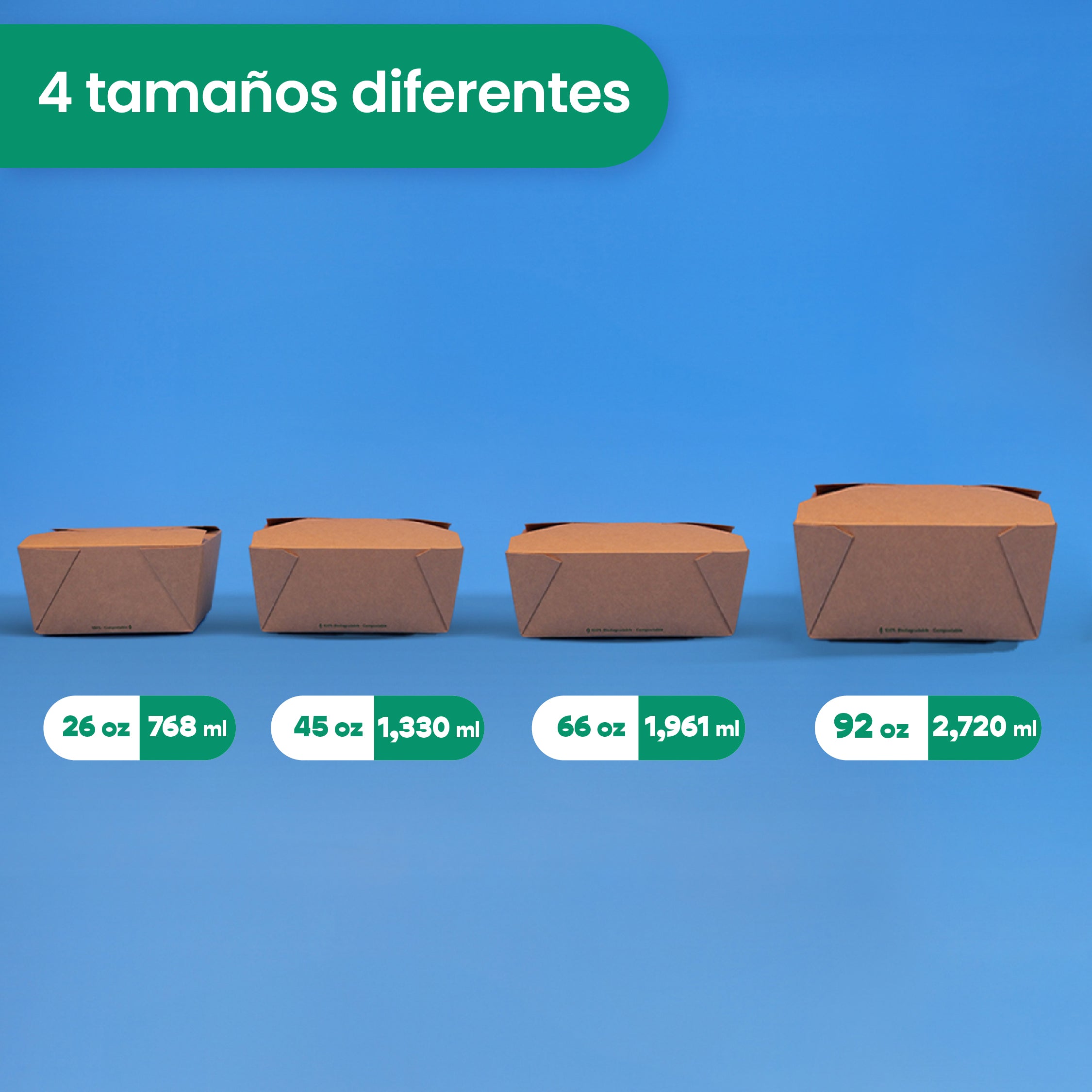 Caja Papel Delivery | Papel PLA | Extra Grande 92 oz | Compostable y biodegradable