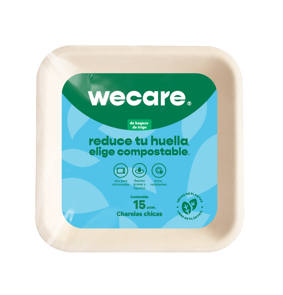 Charola Chica Retail | Bagazo Trigo |15x15 cm | Compostable y biodegradable