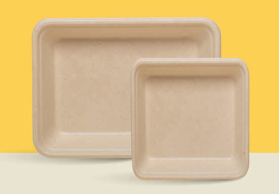 Charola Mediana Retail | Bagazo Trigo | 20x15 cm | Compostable y biodegradable
