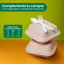 Contenedor Almeja | Bagazo Trigo | 6x6x3" / 15.2x15.2x7.6 cm | Compostable y biodegradable