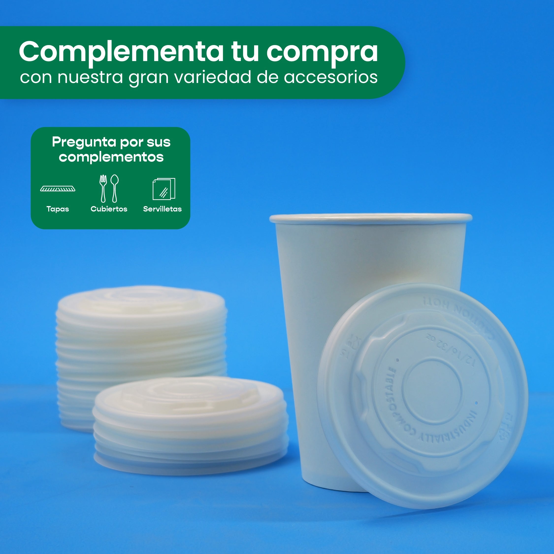 Contenedor Vaso Térmico | Papel - Ácido  Poliláctico PLA | 16 oz / 473 ml | Compostable y biodegradable