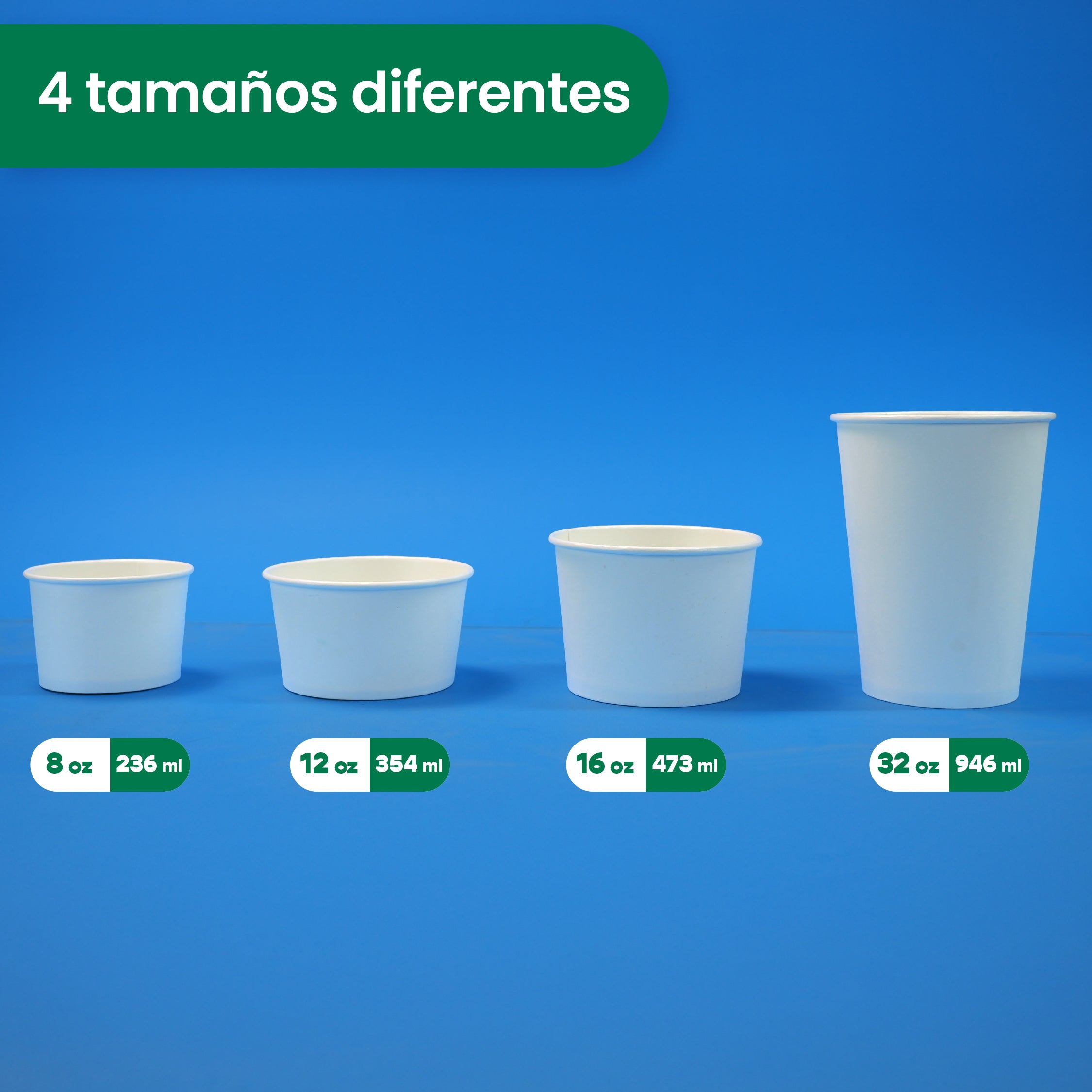 Contenedor Vaso Térmico | Papel - Ácido  Poliláctico PLA | 16 oz / 473 ml | Compostable y biodegradable