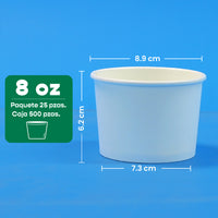 Contenedor Vaso Térmico | Papel - Ácido  Poliláctico PLA | 8 oz / 236 ml | Compostable y biodegradable