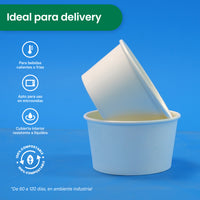 Contenedor Vaso Térmico | Papel - Ácido  Poliláctico PLA | 8 oz / 236 ml | Compostable y biodegradable