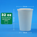 Contenedor Vaso Térmico | Papel - Ácido  Poliláctico PLA | 32 oz / 946 ml | Compostable y biodegradable